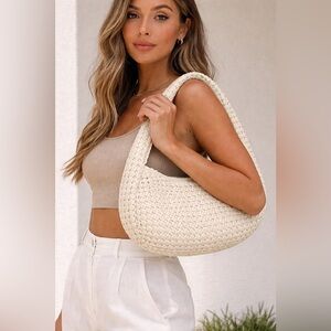 Sincerely Jules Cream Woven Hobo Bag | Chic Neutral Shoulder Purse